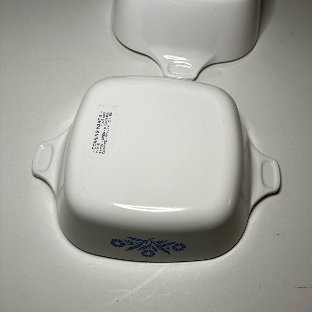 Set of 2 Vintage Corning Ware Blue Cornflower baking dishes with lid - Picture 4 of 14